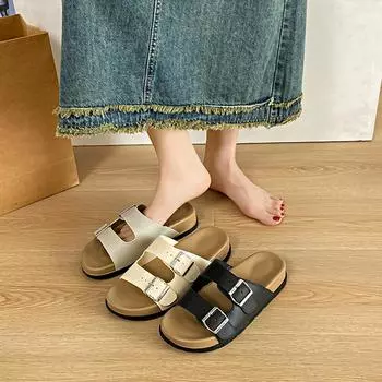 Плоские тапочки, женские летние французские повседневные сандалии для отдыха на открытом воздухе, ретро и универсальная корейская версия пляжной обуви 40-41 белый