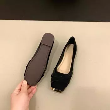 Плоские темпераментные нежные туфли для пожилых людей, женские туфли 2025 года, новые весенние туфли Мэри Джейн с французским квадратным носком 35 абрикосовый