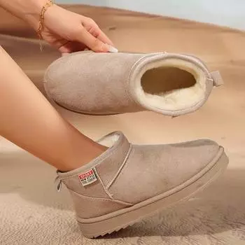 Плоские туфли женские зимние ботинки теплая и удобная зимняя повседневная обувь TrendWalking нескользящая обувь для женщин 36