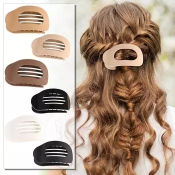 Плоские волосы французского дизайна, заколки для когтей с внутренней фиксацией зубов, боковые зажимы сильной фиксации для густых тонких волос, классические заколки для волос средней длины для One Size бежевый