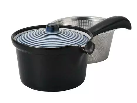 Плоский чайник Hasamiyaki с узором Aikoma из нержавеющей стали, емкость для чая 275 мл, сделано в Японии, 73551 (с ситечком) ок.