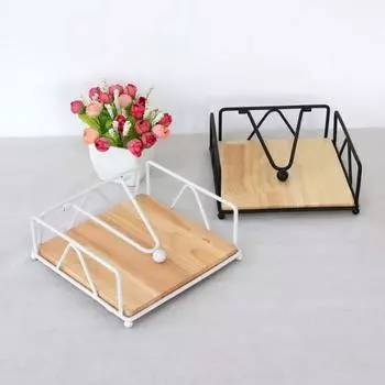 Плоский держатель для салфеток в деревенском стиле, металлический кухонный квадратный бумажный ящик, настольный диспенсер для салфеток чёрный