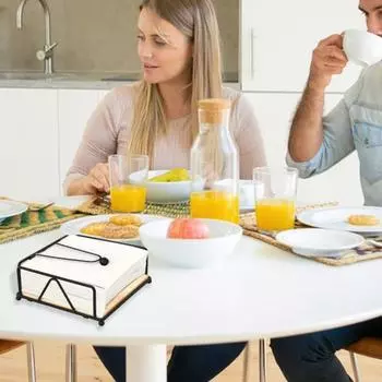 Плоский держатель для салфеток в деревенском стиле, металлический кухонный квадратный бумажный ящик, настольный диспенсер для салфеток чёрный