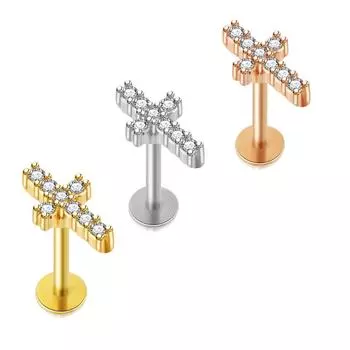 Плоский для губ, раковина, украшение для тела, нос, ухо, цветок, козелок, пирсинг, серьга, хрустальный лабрет, гвоздик, хрящ, спираль, крест, 1 шт., мочка, ладья 1.2*8mm