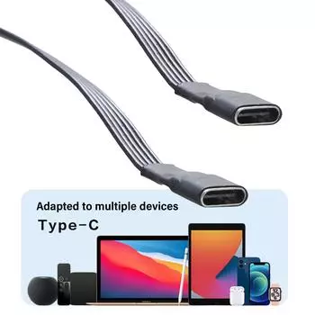 Плоский кабель USB C для быстрой зарядки USB Type C Female to Female Cable 18 Вт высокоскоростной кабель передачи данных для электроники 5CM