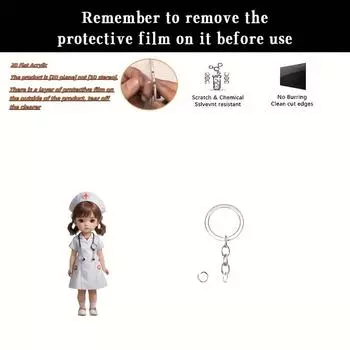 Плоский милый акриловый брелок медсестры 2D - Идеально подходит для Рождества и Хэллоуина, DIY подвеска для рюкзака, Идея праздничного подарка, Праздничный брелок