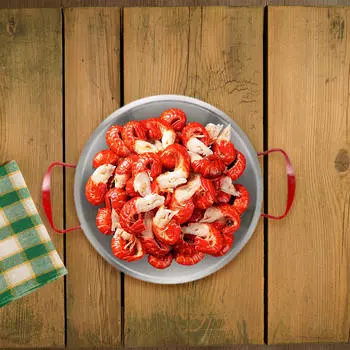 Плоский поднос для закусок Жареная курица Тарелка Красные ручки Форма для выпечки Сушилка для картофеля фри 26 cm