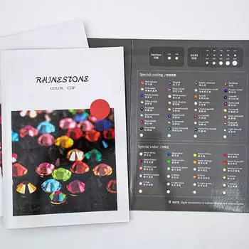 Плоское дно Алмазный дизайн ногтей Алмазный Стразы Цветовая карта Pujiang Crystal A4 Edition Цветовая карта Сравнение Стеклянная наклейка Каталог Алмазов