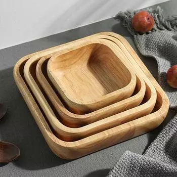 Плоское дно, цельное деревянное блюдо для закусок, гладкая поверхность, деревянная посуда, поднос, фруктовое блюдо, кухня Boat 15.3*8.3*4cm