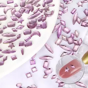 Плоское дно специальной формы, бриллиантовая звезда, луна, капля воды, звездчатый анис, бриллиантовый кристалл, пудра, стекло, сделай сам, украшения для ногтей