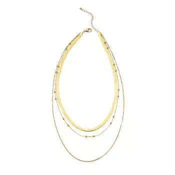 Плоское многослойное ожерелье с перекрытием, женское ожерелье из стерлингового серебра с покрытием из золота K, цепочка из змеиной кости, лезвие цепи, долина, больной тот же самый