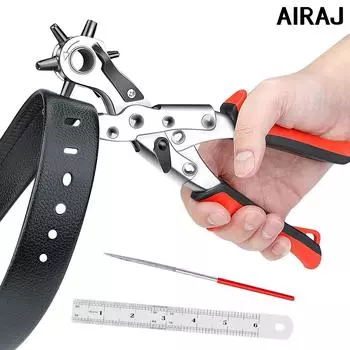 Плоскогубцы AIRAJ для пробивки отверстий из высокоуглеродистой стали с противоскользящей ручкой, ремешок для часов, кожаный пробойник, многофункциональный круглый инструмент для самостоятельного изготовления отверстий