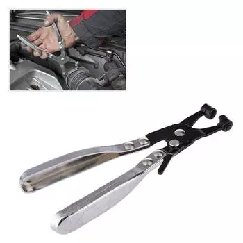 Плоскогубцы для хомутов для шлангов водопроводных труб автомобиля. Зажим с поворотным приводом. Инструмент для фиксации губок. Снятие и установка кольцевых плоских хомутов для шлангов. серебряный