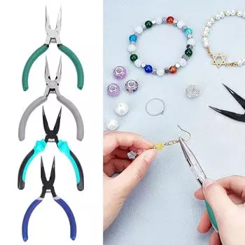 Плоскогубцы для изготовления ювелирных изделий Эргономичные плоскогубцы с изогнутым носом Металлические плоскогубцы для ювелирных изделий для бисероплетения и рукоделия Многофункциональные плоскогубцы 1pc