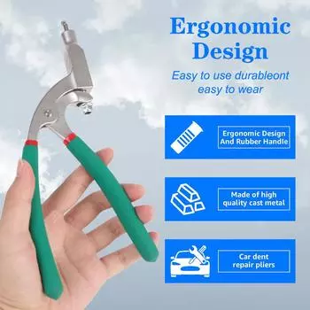 Плоскогубцы для обрезки кромок автомобиля Инструмент для ремонта кромок Инструменты для ремонта кузова автомобиля Беспокрасочный инструмент для плоского отверстия Набор для ремонта вмятин Автомобильное крыло зелёный