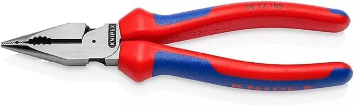 Плоскогубцы KNIPEX с удобными губками, общая длина 185 мм 0822-185SB красный