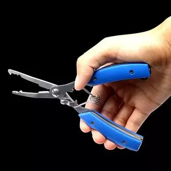 Плоскогубцы Luia из нержавеющей стали со складным ножом-разъединителем, плоскогубцы для рыбьего рта, рыболовные ножницы, плоскогубцы с открытым кольцом, гребная веревка, инструмент для рыбалки на каяке, кемпинга 1pcs with cover синий