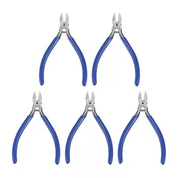 Плоскогубцы с пружинным креплением uxcell Wire Cutter с синей ручкой для самостоятельного изготовления ювелирных изделий 127 мм 5 шт. Нескользящие
