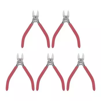 Плоскогубцы с пружинным креплением uxcell Wire Cutter с красной ручкой для самостоятельного изготовления ювелирных изделий 127 мм 5 шт. Нескользящие