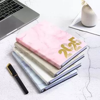 Плотная бумага 2025 Журнал Блокноты Закладка Кожаный Журнал Портативный Планировщик Планировщик белый