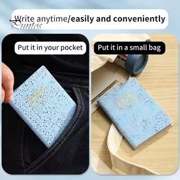 Плотная бумага блокнот гладкое письмо без растекания чернил искусственная кожа обложка 2025 ежедневник карманный формат чернил устойчивый бумажный планировщик фиолетовый