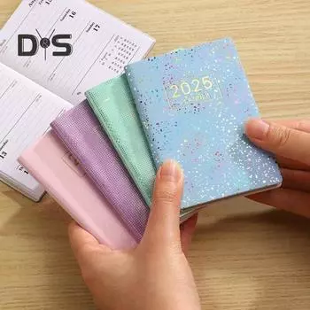 Плотная бумага блокнот гладкое письмо без растекания чернил искусственная кожа обложка 2025 ежедневник карманный формат чернил устойчивый бумажный планировщик разноцветный