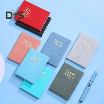 Плотная бумага Блокнот Гладкое письмо Без растекания чернил Обложка из искусственной кожи 2025 Планировщик Устойчивый к чернилам бумажный планировщик бежевый