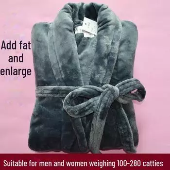 Плотная длинная фланелевая зимняя ночная рубашка для пары и банный халат Men M (Recommended: 170cm, up to 60kg)