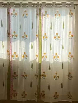 Плотная хлопковая занавеска с принтом — 9 футов