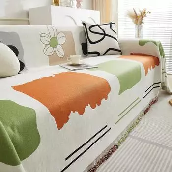 Плотная ткань синель для дивана, полотенце, простой современный геометрический чехол для дивана, универсальный чехол с защитой от царапин 180X130