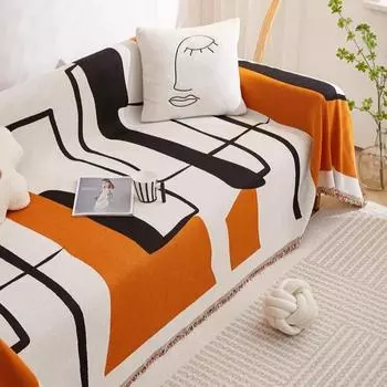 Плотная ткань синель для дивана, полотенце, простой современный геометрический чехол для дивана, универсальный чехол с защитой от царапин 180*130cm