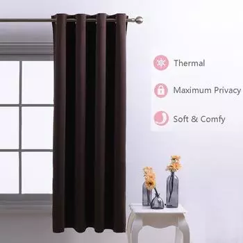 Плотная занавеска с термоизоляцией и люверсами, занавеска для туалета, занавеска для комнаты, серая занавеска, простая занавеска 106cm x 160cm коричневый
