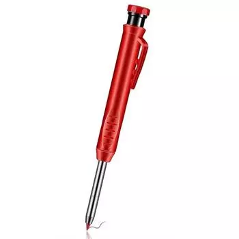 Плотницкий карандаш с металлическим длинным наконечником и глубоким отверстием, профессиональный инженерный быстросохнущий графитовый маркер для деревообработки, черный, красный, с разметкой