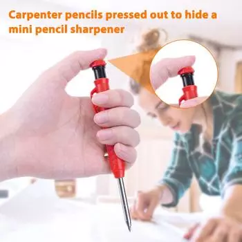 Плотницкий карандаш со сменным стержнем и встроенной точилкой для глубоких отверстий, механический карандаш для разметки и маркировки, инструмент для деревообработки