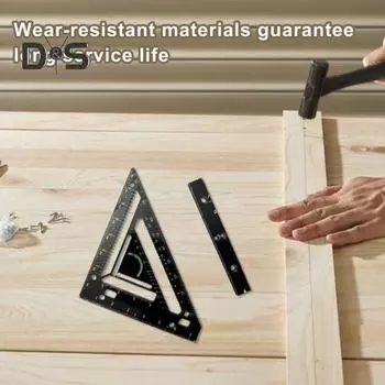 Плотницкий треугольный угольник, столярный угольник, стропильный угольник, измерительный инструмент, высокоточная треугольная линейка, транспортир чёрный