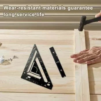 Плотницкий треугольный угольник, столярный угольник, стропильный угольник, измерительный инструмент, высокоточная треугольная линейка, транспортир чёрный