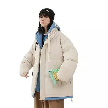 Плотное пальто с хлопковой подкладкой, зимняя корейская версия, плюс бархатная женская куртка с хлопковой подкладкой, свободное от ветра повседневное пальто с капюшоном
