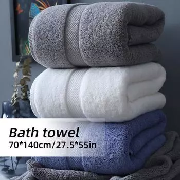 Плотное плюшевое хлопковое банное полотенце размером 70x140 см, отлично впитывает воду, позволяя вам наслаждаться спа-процедурами у себя дома. синий