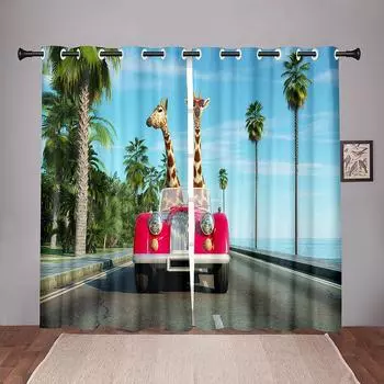 Плотные 2 шт., 90% затенение, забавные животные, единорог, распродажа, затемняющие оконные занавески для спальни, гостиной, ванной комнаты, кухни, двери W50 X H130(CM)X2&Hook