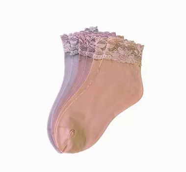 Плотные чулки Selvan с кружевом, комплект из 3 цветов