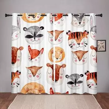 Плотные мультяшные акварельные животные океан затемняющие шторы для спальни гостиной ванной кухни двери дома с высоким затемнением W55 X H120cm X 2&HOOK