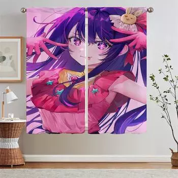 Плотные шторы для гостиной Oshi No Ko Короткие оконные шторы для разделительной стены Домашние шторы-щупальца Плотные шторы для гостиной W50xH70cmx2pcs-CL