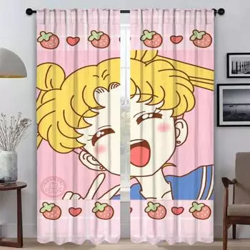 Плотные шторы для гостиной Шторы SailorS Moon Home Interior Шторы 2 шт. Оттенки Хэллоуин Украшение Раздел W60xH90cmx2pcs-CL