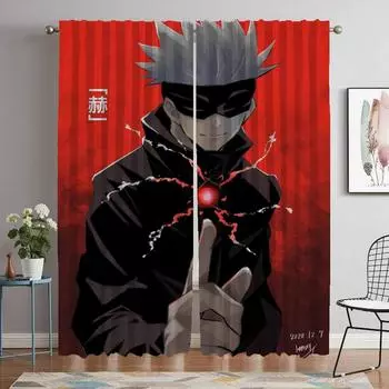 Плотные шторы для гостиной Тюль Gojo Satoru для спальни Оконная занавеска Разделение Хэллоуин Украшения Оттенки Кухня W50xH70cmx2pcs-CL