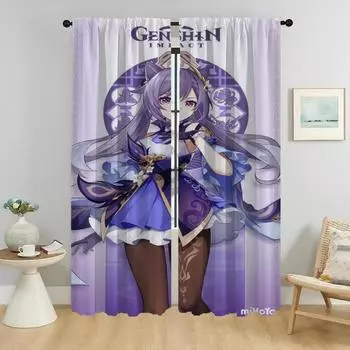 Плотные шторы для камеры Genshin Impact Элегантные шторы для комнаты 2 шт. Разделительная штора для гостиной Тюль для спальни ребенка W50xH70cmx2pcs-CL