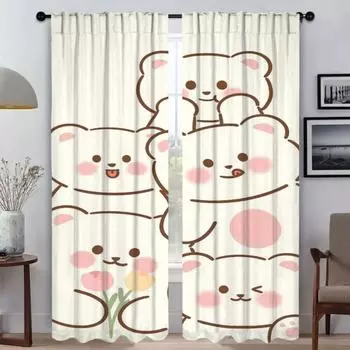 Плотные шторы для комнаты, 2-панельные шторы с изображением животных из мультфильмов, шторы для спальни, перегородки, домашнего интерьера, шторы для гостиной, кухни W60xH90cmx2pcs-CL
