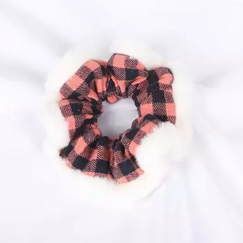 Плотные Тканевые Резинки-Скранчи в Клетку Эластичные Резинки для Волос Женские Девичьи Повязки на Голову из Искусственного Меха Резинки для Хвоста Зимние Аксессуары для Волос