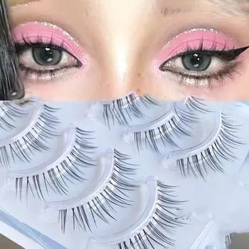 Плотные тонкие стержневые евро-американские ресницы, натуральные тонкие ресницы манга, цельные накладные ресницы для женщин