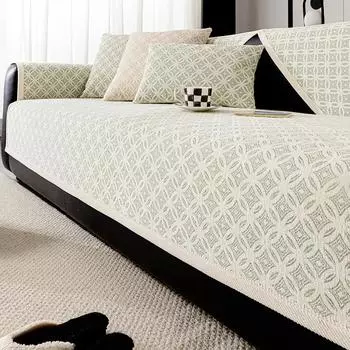 Плотный чехол для дивана из шенилла с геометрическим узором, нескользящий коврик для дивана Four Seasons Universal Black White, коврик для дивана в гостиную 70x70