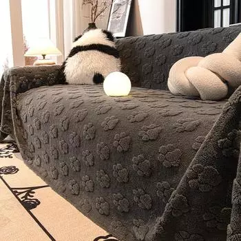 Плотный цветочный плюшевый чехол для дивана, все включено, анти-кошачье полотенце для дивана, многоцелевое зимнее жаккардовое плетение, одеяло на 3 места для дома 180x90